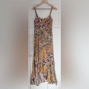 Free People Yellow and Brown Floral Maxi Dress